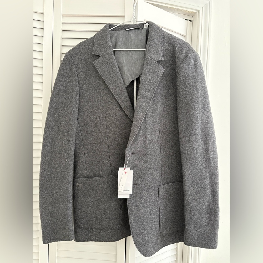 Lacoste Men’s Classic Gray Blazer with Iconic Logo on front pocket
